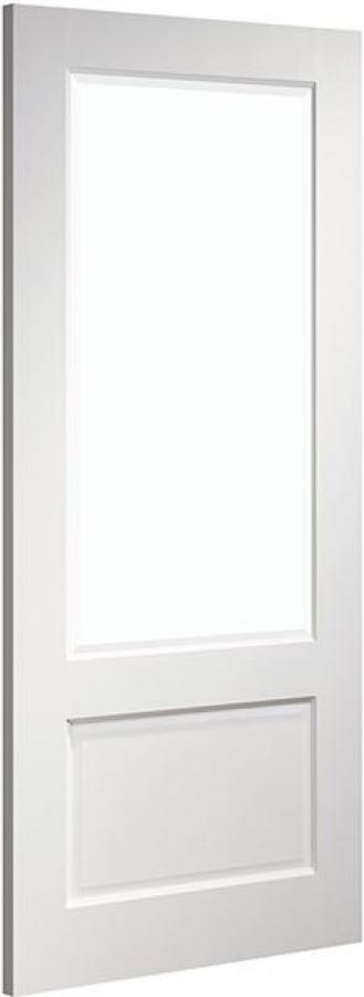 Madison 2 Panel White Door with Clear Bevelled Glass (18mm lippings)